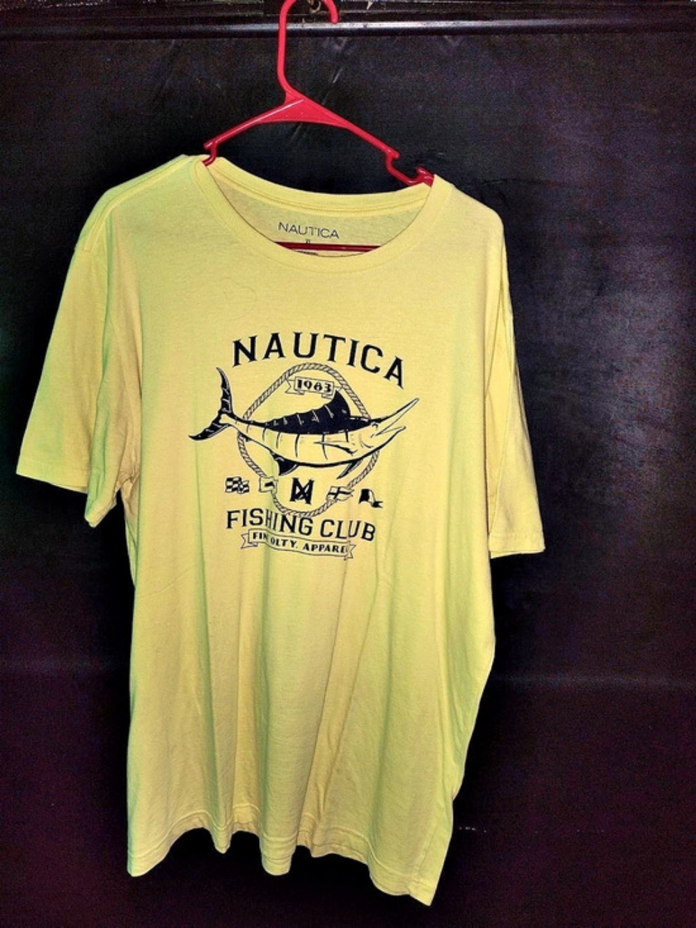 Mens Nautica Fishing Club Graphic Tee Yellow XL